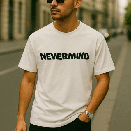 men’s white graphic back oversize printed t shirt – “do i look like i care?”