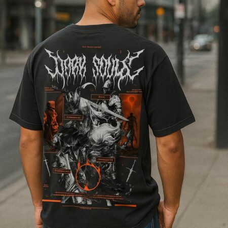 “dark soul” black oversized tee 240 gsm french terry cotton