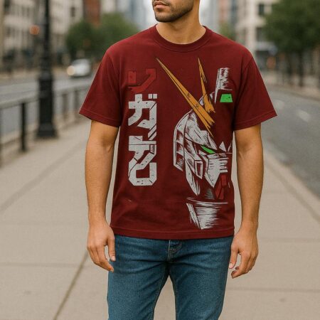 maroon half transformer – 180 gsm round neck t‑shirt