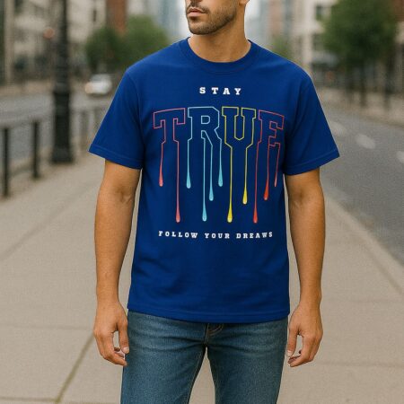 royal blue “never give up” 180 gsm